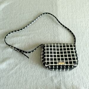 Kate Spade Black + White Laurel Way Carsen Printed Check Leather Crossbody Bag